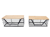 2PCS Metal Trash Bag Holder with Wood Lid Wall Hanging Or Desktop Garbage Bag Roll Dispenser Large V1294-YM0901-3117250131011