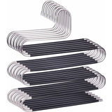 6 Pack Shaped Stainless Steel Non-Slip Pants Hangers For Jeans Scarf Trousers - Black V1188-MS-227-1073