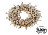 Christabelle Large 1.2m Christmas Wreath Snowy Dorchester with LED Lights Front Door Decoration 112_NATSD122