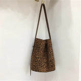 leopard Print Vintage Leopard Suede Bucket Bag for Women with Crossbody Strap V888-ELOSUNG28575
