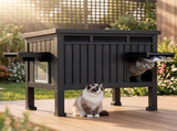 i.Pet Outdoor Cat House Pet Kennel Enclosure Cat Shelter Condo Rabbit Hutch Black PET-CH-PP68-CO