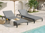 Gardeon 2PC Sun Lounger PE Rattan Recliners with Cup Holder Cushion Rain Cover FF-LOUNGE-TB-2X-GR