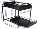 2 Tier Under Sink Storage Rack Kitchen Organizer Steel Frame with Removable Baskets & Suction Feet V324-HO-UNDSINKRACK-BK