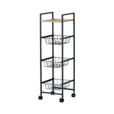 CARLA HOME 4 Tier Rolling Kitchen Trolley Cart - Rustic Brown - Steel - Kitchen Rolling Cart V178-36446