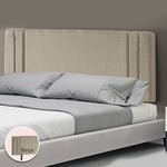 Linen Fabric Queen Bed Deluxe Headboard Bedhead - Beige V63-821553