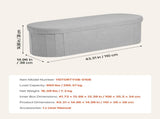 Oval Storage Ottoman Bench, Foldable Teddy Fleece End of Bed Bench, Folding Upholstered Bed Ottoman V952-BYWSZYKZDK40KOB06001V0