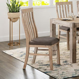 2x Wooden Frame Leatherette in Solid Acacia Wood & Veneer Dining Chairs in Oak Colour V43-DC-JAV-OAK