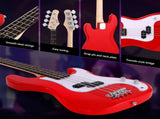 Alpha Electric Guitar Bass 47 Inch Red GUITAR-E-47-BASS-RED