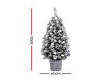 Jingle Jollys Christmas Tree 1.2M Potted Snowy Xmas Tree XM-TR-4FT-GS-LED-POT