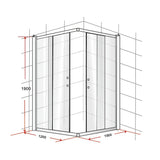 1200 x 1000mm Sliding Door Nano Safety Glass Shower Screen By Della Francesca V63-829561