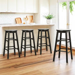 Artiss 4x Bar Stools Round Chairs Wooden Black BA-G-7033-BKX4