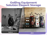 Everfit Golf 3 Bag Storage Golf Storage Garage Organizer with Wheels Black GSR-A-3T-BK