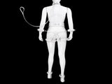 Full Body PU Leather Bondage Restraint Set with Collar, Leash, Cuffs & Harness - Adjustable Adult V888-ELOSUNG29449