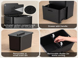 Cefito 63L Rubbish Bin 3 Compartment Carbon Steel Split Door Trash Can Black RB-63L-3C-BK