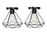 Ceiling Light Cage Guard Cover with Lamp Holder Base Vintage Industrial Style for E27 Bulbs V1294-YM0523-3119220032811