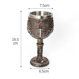 Resin Retro Engraved Pattern Goblet 2 PCS, Stainless Steel Inner Insert, Vintage Style Table V1221-XM-LB4255-ZS107