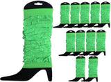 12 LEG WARMERS Knitted Womens Neon Party Knit Ankle Fluro Dance Costume 80s BULK - Fluro Green V563-BR-12NNLEGWRMR-FLUGRN
