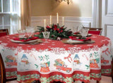 Round Christmas Tablecloth with Snowflake and Snowman Print, Waterproof and Stain Resistant, 180 cm V1237-MS-912-007