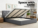 Artiss King Bed Frame Storage Tufted Headboard Gas Lift Base Grey BFRAME-E-TOKI-LUCA-K-GY-AB