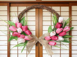 Flower Wreath Front Door Easter Wreath Fadeproof Artificial Spring Wreath for Indoor Outdoor Home V1294-YM0901-3115250115611
