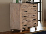 Tallboy with 5 Storage Drawers Solid Acacia Wooden Frame in Silver Brush Colour V43-TBY-SSH