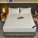 SOGA 2X White 183cm Wide Cross-Hatch Mattress Cover Thick Quilted Stretchable Bed Spread Sheet BCOVER4013X2