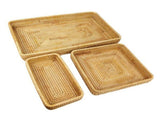 Rattan Tray Tabletop Organization Hand Woven Snack Storage Basket Multifunctional Serving Tray 3 Pcs V1294-YM0703-3118230023614