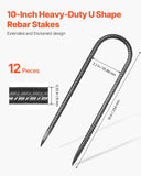 VEVOR 254 mm 12 Pack Rebar Stakes Heavy Duty U Shape Galvanized Ground Anchors V952-LWDDUX102INC9VPD6001V0