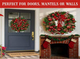 Christabelle Stunning 71cm Christmas Wreath Lush Red Baubles Berries Pine Cones and Bow Front D 112_GUE509