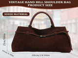 Suede Tote Bag Women Retro Dark Brown Faux Leather Tote Bag Slouchy Suede Bag with Handle Large V1259-DP01-A-2670