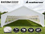 Wallaroo 12m x 6m Outdoor Event Gazebo Party Tent Marquee Wedding Canopy Shade - White GAZ-CPT-612