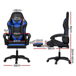 Artiss 6 Point Massage Gaming Office Chair 7 LED Footrest Blue MOC-GC-6P-LED-BK-BL