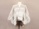 7-piece Women Reversible Plaid Poncho Set - Faux Cashmere Cape Wrap with 6 Vintage Sweater V888-ELOSUNG53117