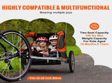 Bike Trailer for Toddlers, Kids, Double Seat, 45 kg Load, 2-In-1 Canopy Carrier Converts to V952-LYS2GHJG1220E5YTPV0
