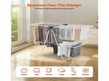2-Tier Foldable Clothes Drying Rack with Sock Clips & 31 Drying Rods White V952-LDSLYJAX6014YHE3H001V0