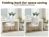Artiss Storage Ottoman Vanity Stool Foot Stool Folding Back White FS-D-BACK02-WH