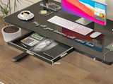 Electric Standing Desk with Drawer, One-Piece Glass Desktop, Black, 120x60cm V178-59303