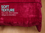 Laura Hill 600-GSM Mink Blanket Queen Size Double-Sided Soft Plush Bed Faux Throw Rug Wine Red MINK-WRD