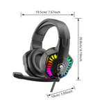 Wired Gaming Headset with RGB Lights and Noise Cancelling Mic V1142-TM601099667133465