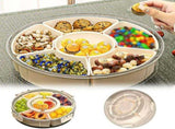 Divided Serving Tray with Lid and Handle,360 Rotatable Sealed Snackle Box,6 Compartment Food-Grade V1366-AZ2-W-17135