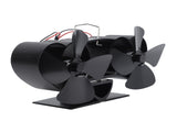 Stove Fan Heat Powered Aluminum Alloy 4 Blades Dual Head Fireplace Fan for Replacement Black V1294-YM0706-3114230125511