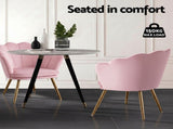 Artiss Armchair Velvet Dining Nursing Lounge Chair Metal Legs Pink UPHO-5002-VEL-PK