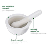 2 Sets Ceramic Pill Grinding Bowl and pestle Set with Stick, White Round Handmade Piece, Smooth V1192-AZ-W-21475