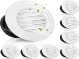 8 Pack Air Vent Round, 4 Inch Air Soffit Vent, ABS Louver Vent Cover with Built-in Fly Screen Mesh, V1259-DP01-A-3813