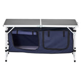 Camping Kitchen Table, Folding Outdoor Cooking Table, 3 Adjustable Height, Aluminum Lightweight Portable Cook Station with Storage Organizer, Carry Handle, for BBQ Party Picnic RV Travel, V952-DCCWJKLSLSBY357B3V0