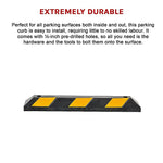 90cm Heavy Duty Rubber Curb Parking Guide Wheel Driveway Stopper Reflective Yellow V63-826021