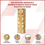 360 Rotating Bookshelf Bamboo Storage Display Rack Shelving in Wood V63-842461