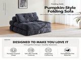 Convertible Folding Sofa Bed Pumpkin Design Corduroy Fabric Two-in-One Lounger for Living Room V1341-ZY-6W9GCNLV-BEIGE
