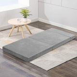 Giselle Bedding Foldable Mattress Folding Foam Bed Mat Light Grey FOAM-MFM-CU01-VEL-LI-GY