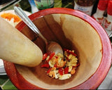 Wooden Mortar 6" Pestle Grinding Herb Garlic Papaya Salad Som Tum Thai Kitchen Tool 1 Set V1188-YT-A-2428